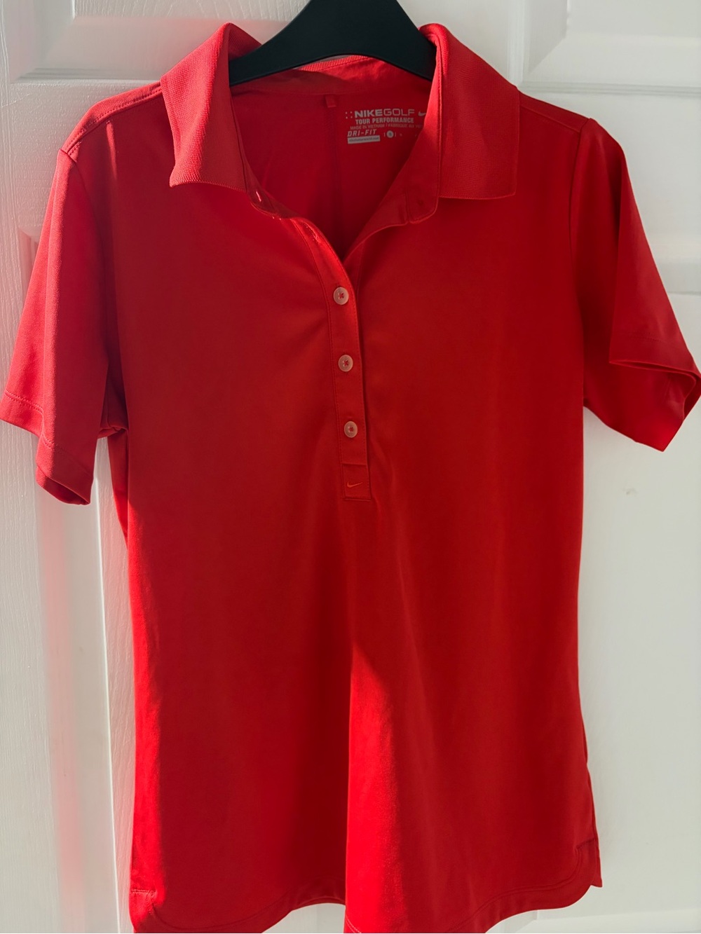 Nike Red Short-Sleeve Button-Down Golf Polo